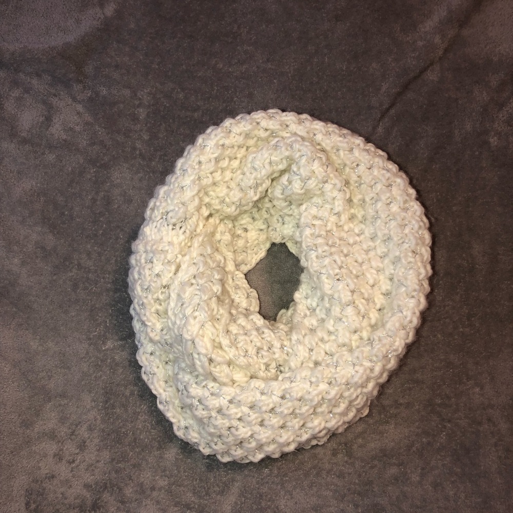 Super Soft White and Silver Scarf